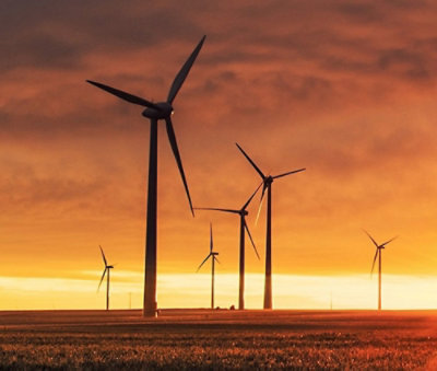 Wind turbine with sky image